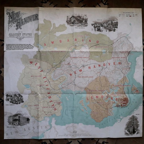 Red Dead II map poster New Austin used