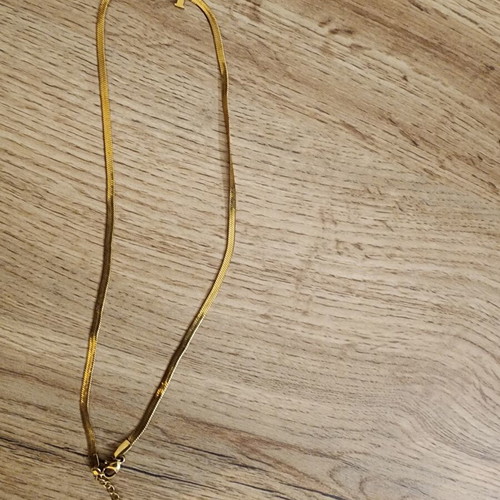 H initial slider pendant gold toned herringbone chain necklace like new