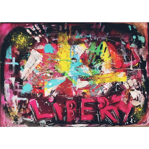 Abstract pop art by Xtza handmade, Liberty 70×100, new