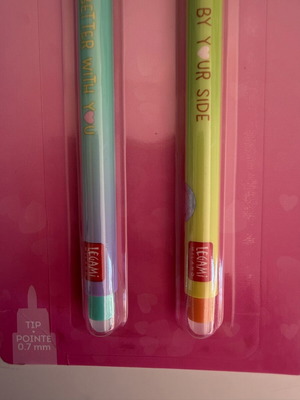 Legami Better Together Set of 2 Erasable Gel Pens Orange and Turquoise Ink