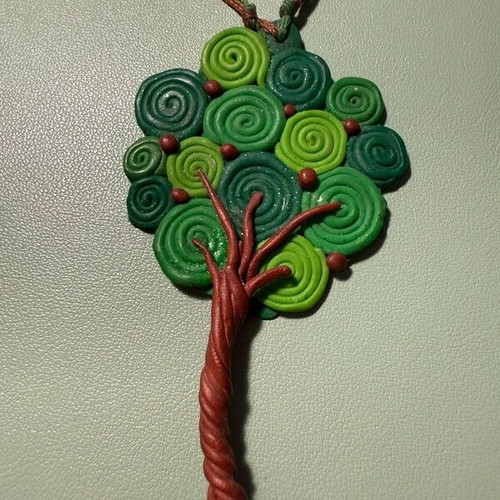 Handmade polymer clay tree necklace like new