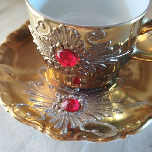 Vintage porcelain tea cup with saucer 1970 used