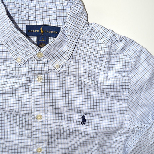 Ralph Lauren long sleeve shirt, size 16 years, white and blue