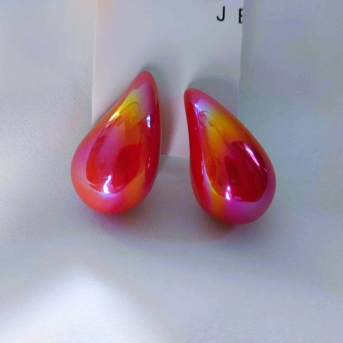 Teardrop earrings new iridescent orange-red-magenta-gold