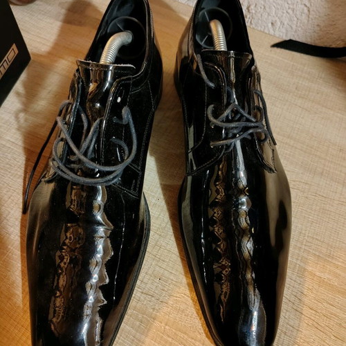 Bournazos groom shoes black shiny patent leather size 42 like new