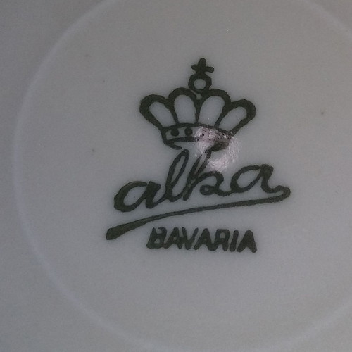 Porcelain plates used, set of 4, German antiques
