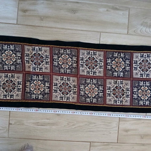 Handmade Table Runner with Traditional Counted Embroidery and Velvet Finish