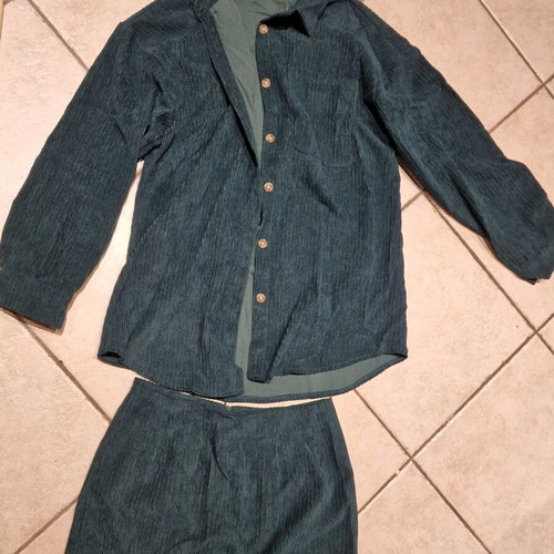 Corduroy set like new, green, shirt and skirt