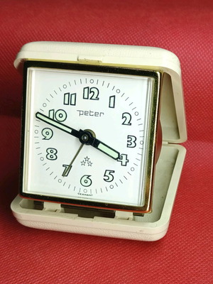 Vintage Peter Travel Alarm Clock windup, like new, West Germany 60s