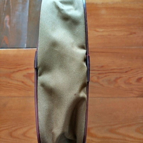 Toiletry bag like new, brown canvas with leather strap BAZOOKA