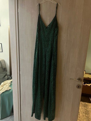 Satin one-piece jumpsuit like new, dark green, size M