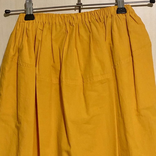 Zara cotton skirt new, yellow and orange, elastic waist, pockets