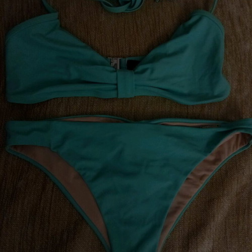Tropical bikini new turquoise Brazil swimsuit top M bottom S
