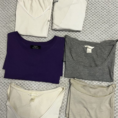 Basic T-shirts set 6 pcs used, size S, white and grey