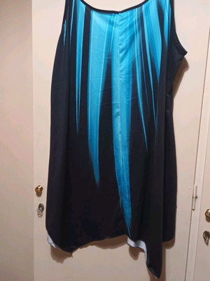 Asymmetric sleeveless dress new, size 5XL, black with blue