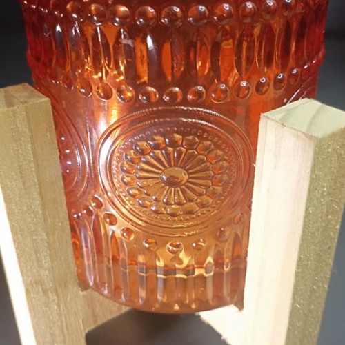 Glass candle holder vase for tealight on wooden base new