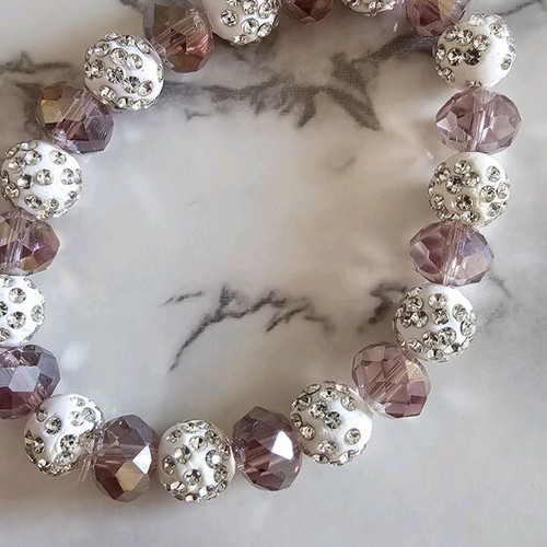 Beaded bracelet pink-white new