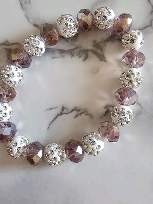 Beaded bracelet pink-white new