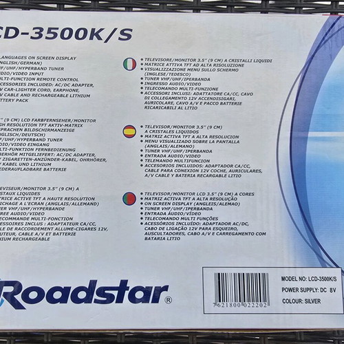Roadstar LCD-3500K/S AV TV Monitor new, collectible