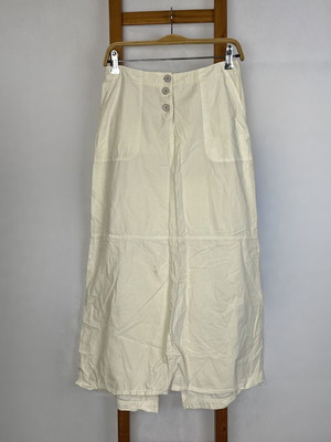 Vintage utility maxi skirt 100% cotton used, beige, size M