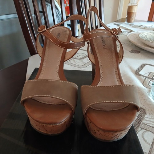 Brown platform sandals size 41, 10 cm heel