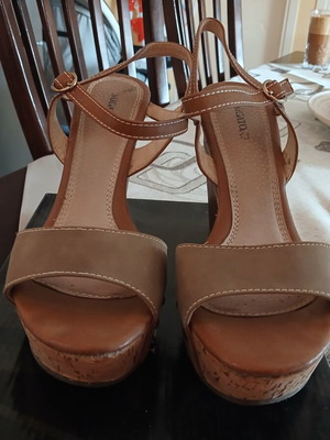 Brown platform sandals size 41, 10 cm heel