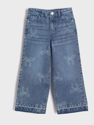 Sinsay Jeans 128cm Wide Leg with Bows Like New