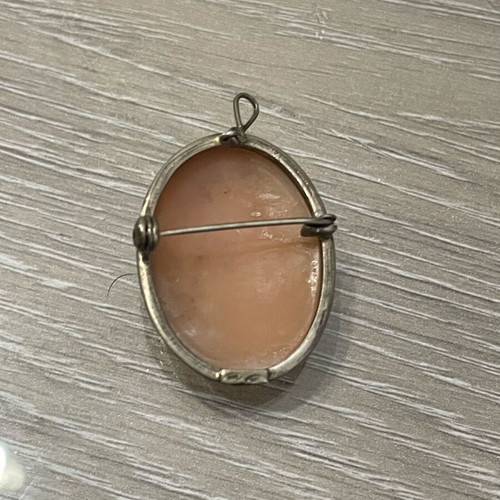 Cameo brooch pendant silver 800 used vintage