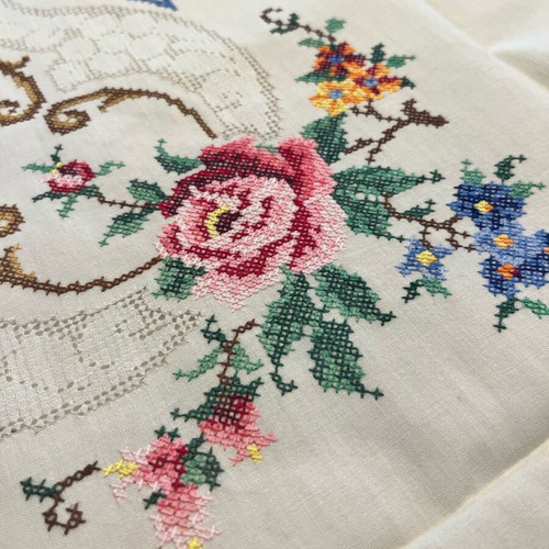Handmade tablecloth with matching napkins new from Switzerland