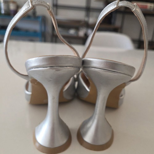 Silver Crystal Embellished Slingback Pumps like new