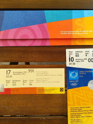 Билети от Олимпийските игри 2004 в калъф, като нови