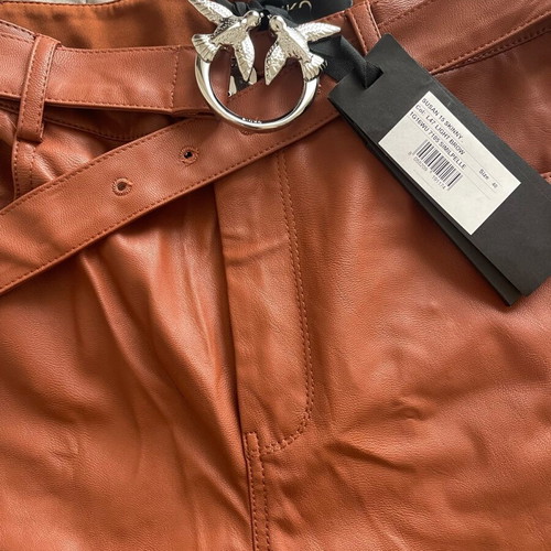 Pinko pants new, faux leather, brown, size small