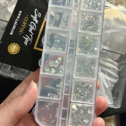 Semipermanent nail polish professional, like new, with rhinestones