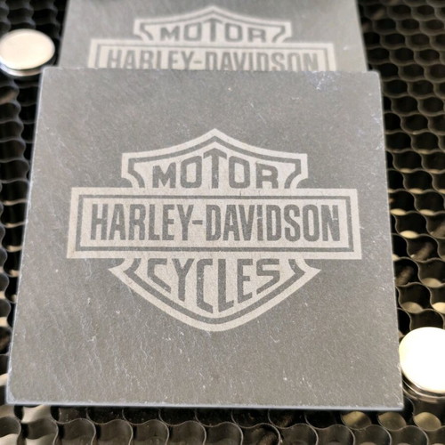 Harley-Davidson coaster set 4 pieces slate with wooden base
