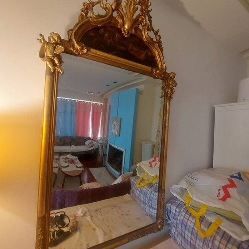 Antique mirror with authentic gold leaf, like new