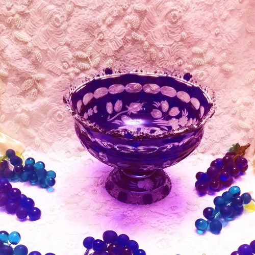 Meissener Bleikristall "Flower of London" fruit bowl new, blue