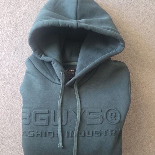 3Guys hoodie medium size like new, green, fleece interior