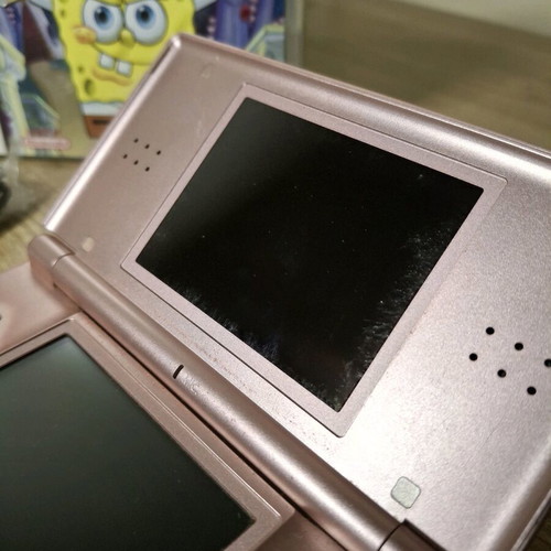 Nintendo DS Lite Metallic Rose used with SpongeBob game and charger