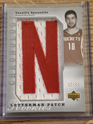 Upper Deck Letterman Patch κάρτα Βασίλη Σπανούλη, Houston Rockets /99