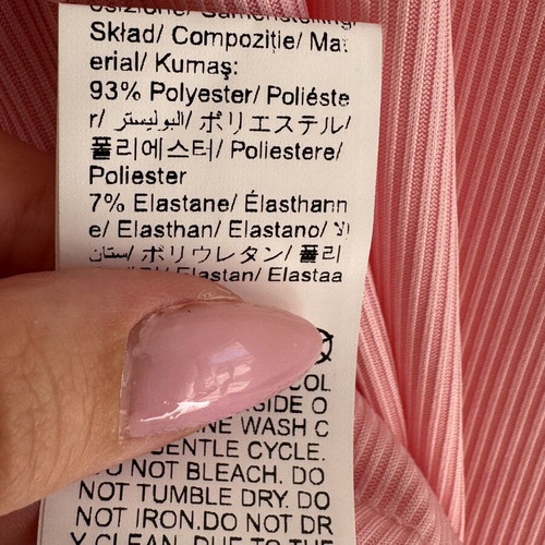 Shein Pink Ribbed Crop Tank Top M New with Palm Tree Embroidery