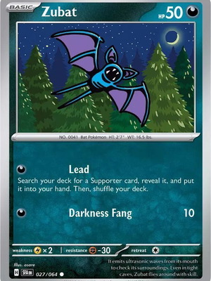 Zubat 027/064 Shrouded Fable collectible Pokemon card new