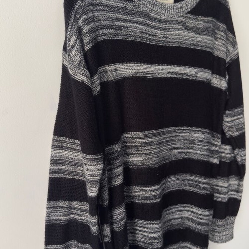 Oversized striped knit sweater Papaya M like new, black and grey with zippers