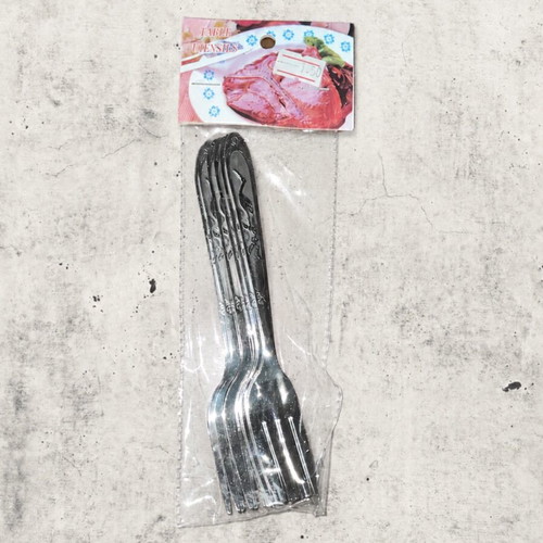 Set of stainless steel forks with decorative handle