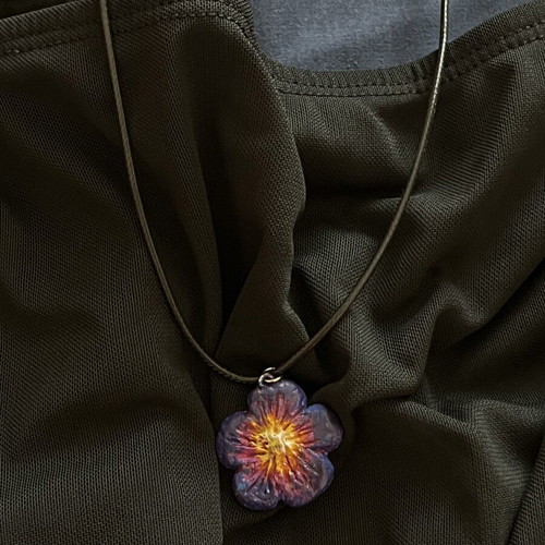 Handmade purple and blue necklace, alternative style