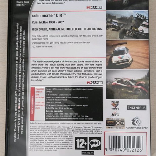 Colin McRae Dirt 1 & Dirt 2 PC games like new