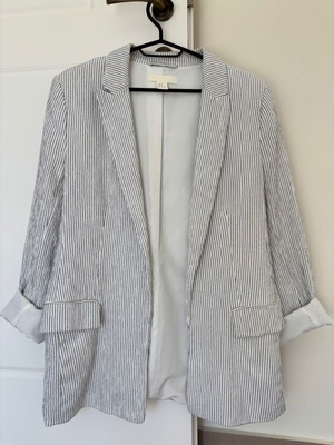 H&M striped blazer size 38 like new, navy blue and white