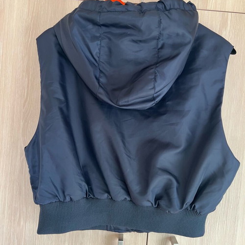 Bershka sleeveless vest with hood, new, size M, blue with orange details