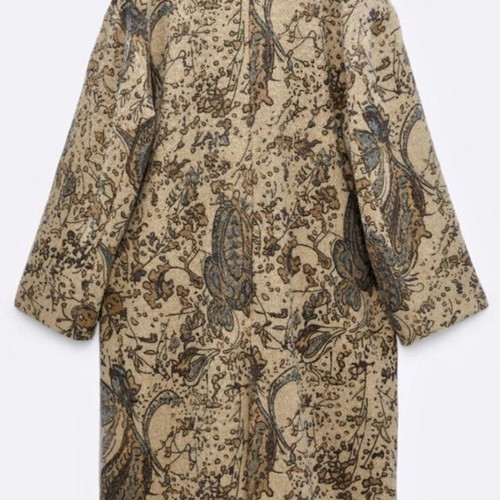 Zara limited edition wool coat 91% floral boho chic M/L like new