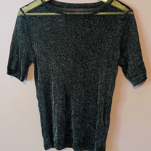 Vintage transparent blouse with gold thread, like new, size L
