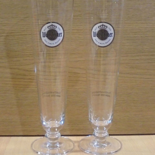 Warsteiner beer set of two promotional 400ml pilsner glasses like new